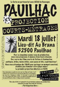 Projection à Pauilhac le 18 juillet - Festival du film court en Armagnac